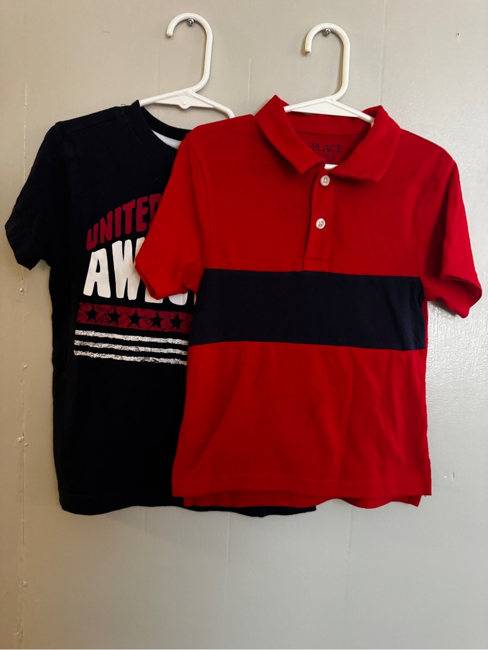 Bundle - Place Red Polo with navy Stripe & navy  Graphic Tee Duo